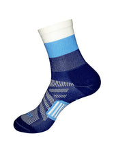 Load image into Gallery viewer, Stripes Light Blue and Dark Blue Mini Crew Socks
