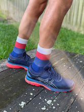 Load image into Gallery viewer, Stripes Red and Blue Mini Crew Socks
